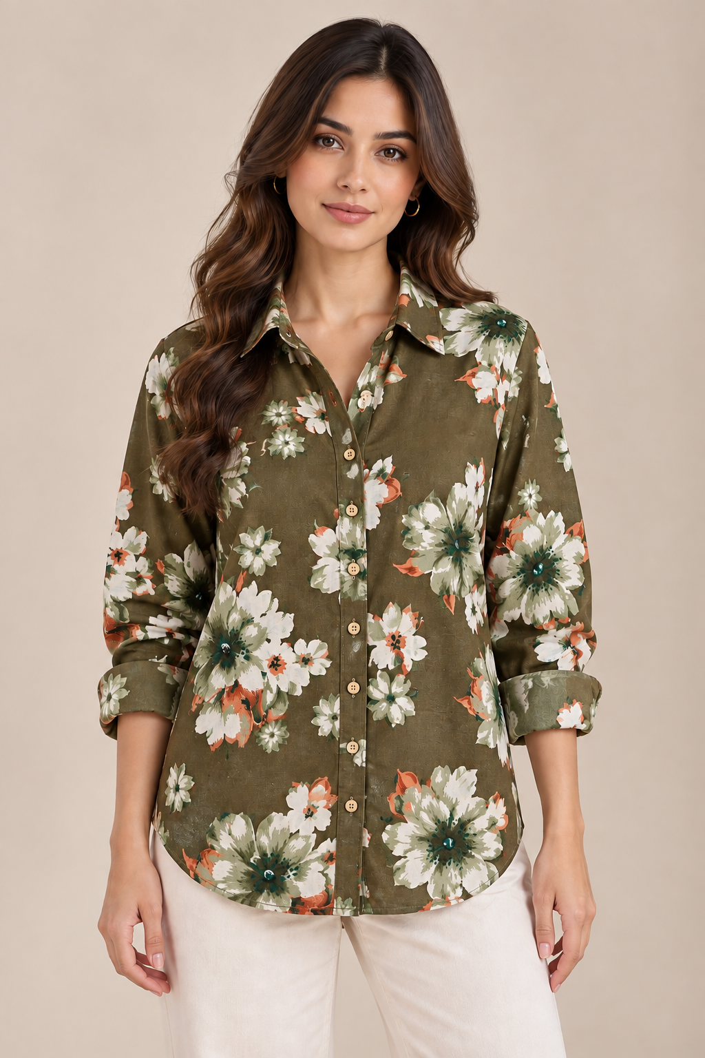 Women Shirt olive Bloom