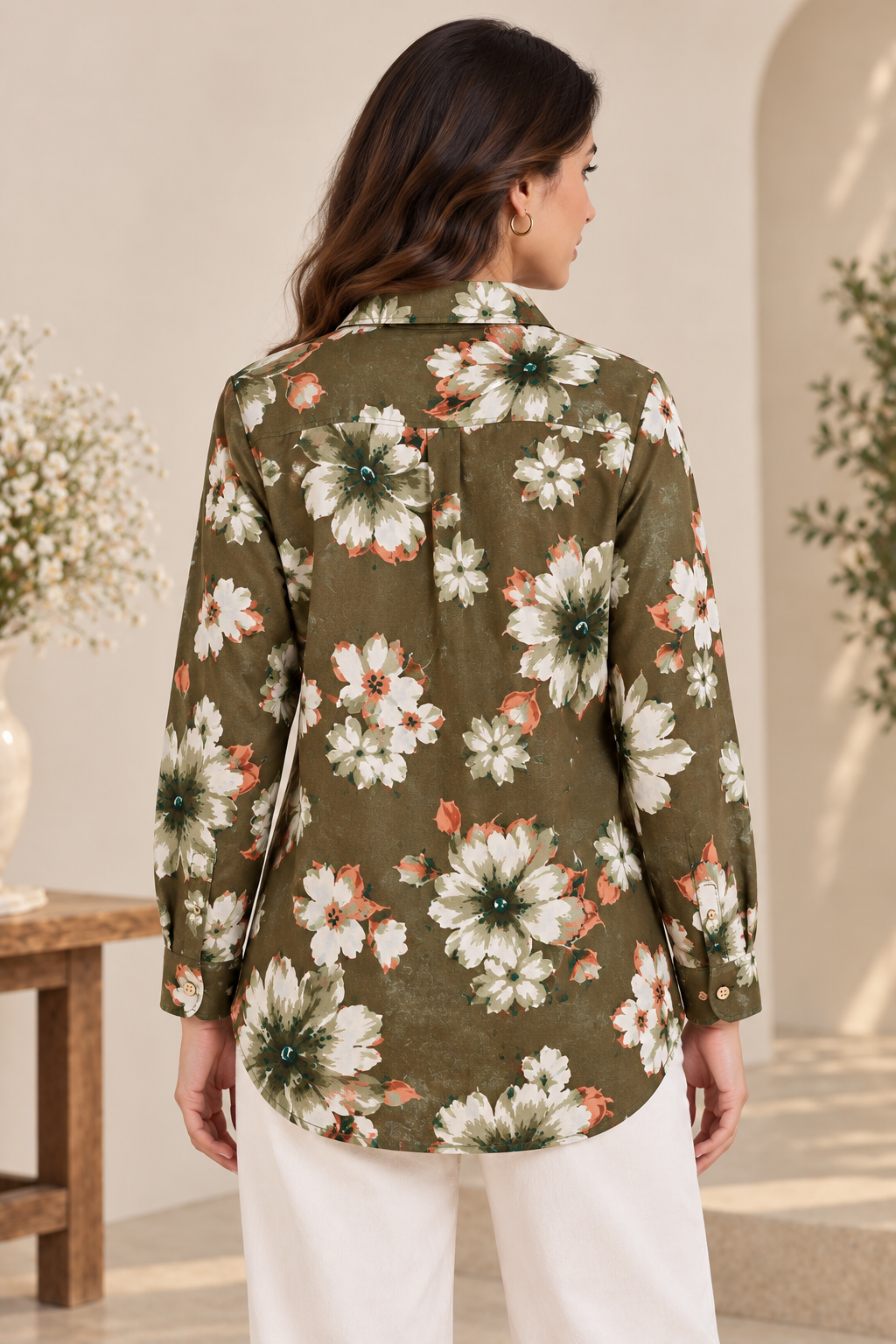 Women Shirt olive Bloom